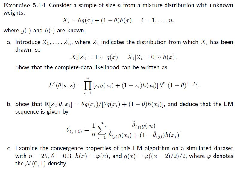 Exercise 5.14 Consider a sample of size n from a | Chegg.com