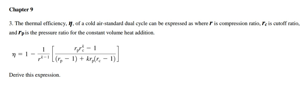 Solved The thermal efficiency, eta, of a cold air-standard | Chegg.com