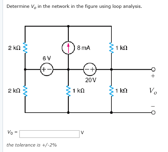 Solved Determine Vo in the network in the figure using loop | Chegg.com