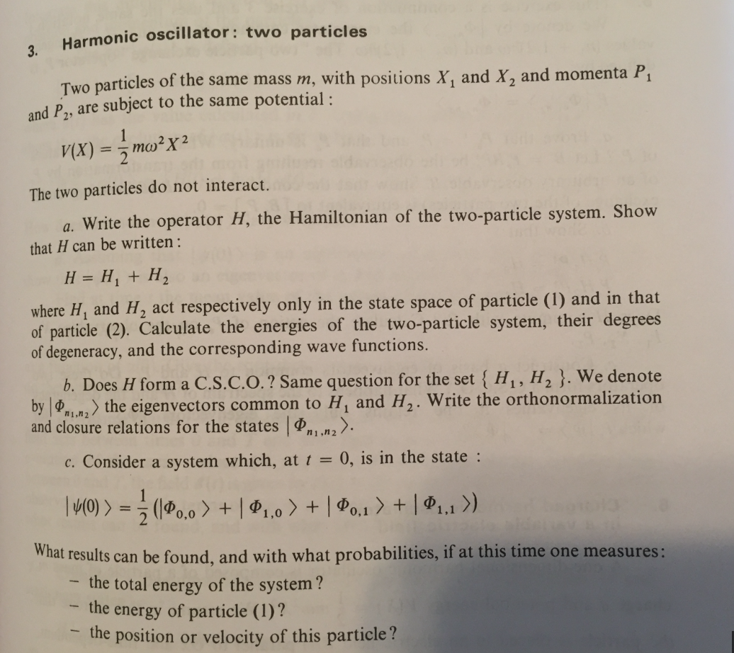 Two particles of the same mass m, with positions X_1 | Chegg.com