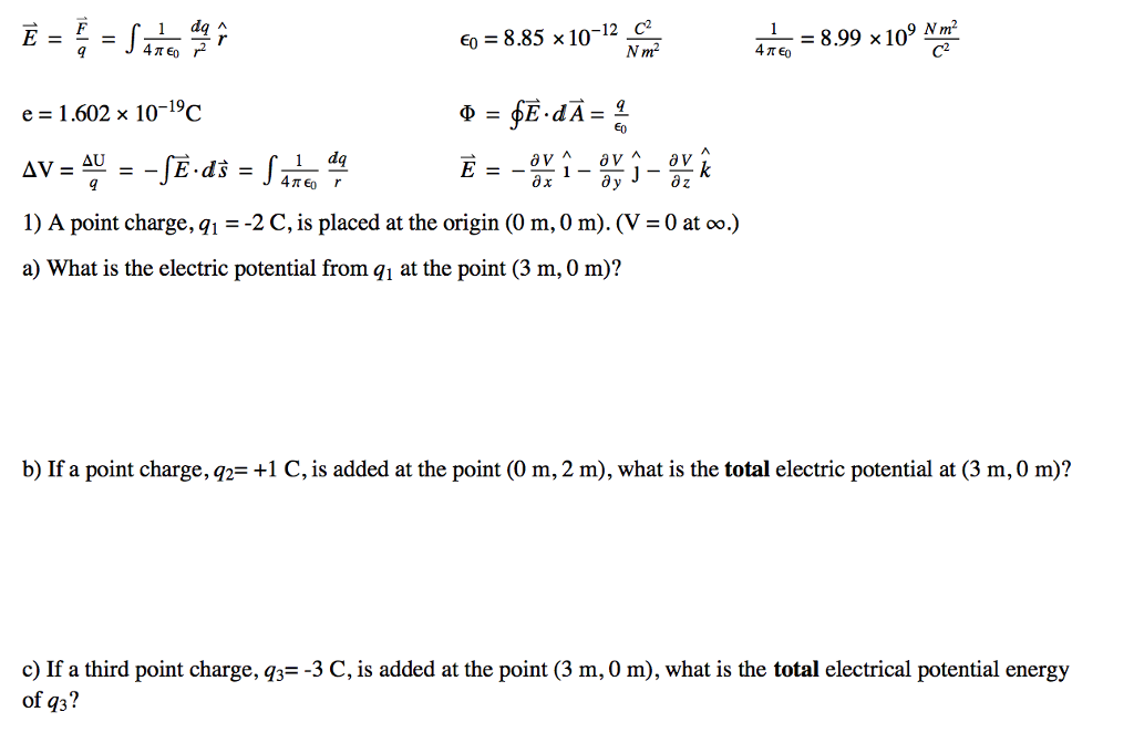 Solved E vector = F vector /q = integral 1/4 pi element_0 | Chegg.com