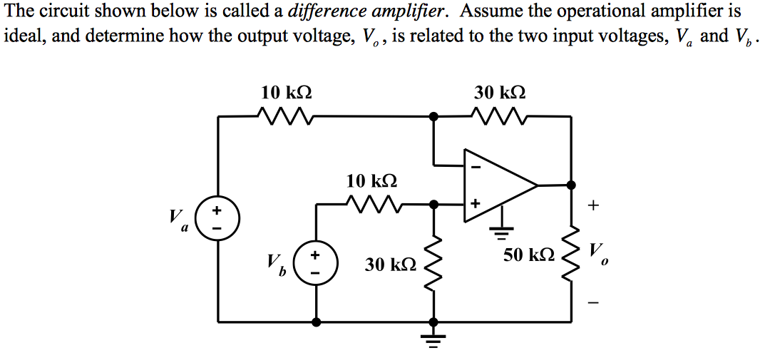 Solved: The Circuit Shown Below Is Called A Difference Amp... | Chegg.com