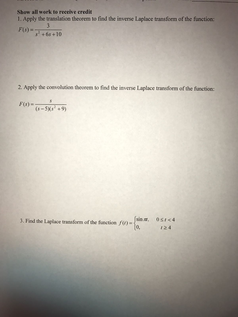 Translation Inverse Solved Apply the translation theorem to find the inverse | Chegg.com