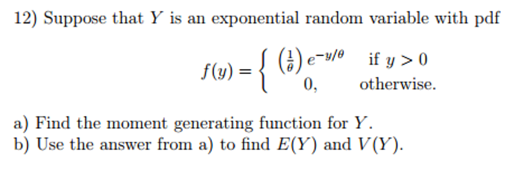 Suppose that Y is an exponential random variable with | Chegg.com