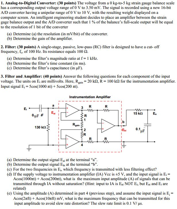 Solved i. Analog-to-Digital Converter: (30 points) The | Chegg.com