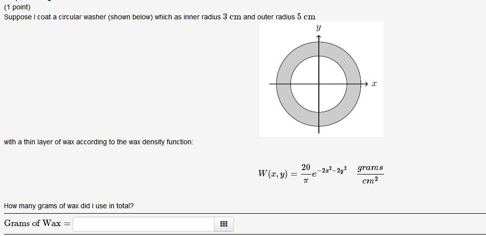 Solved (1 point) Suppose coat a circular washer (shown | Chegg.com