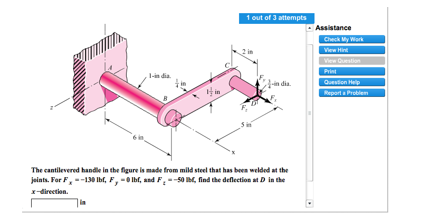 Solved The cantilevered handle in the figure is made from | Chegg.com