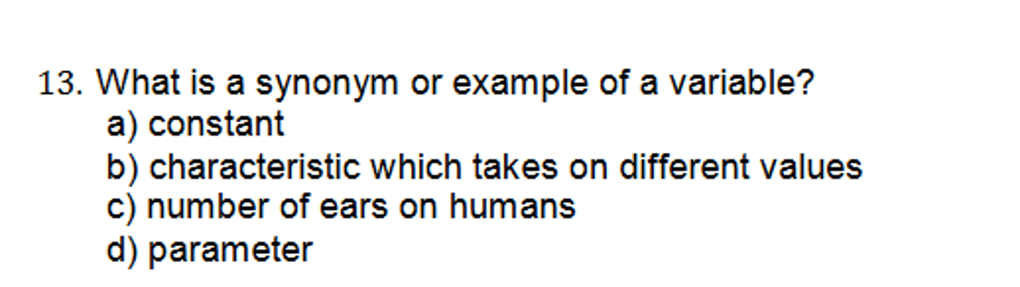 Solved What is a synonym or example of a variable? Constant