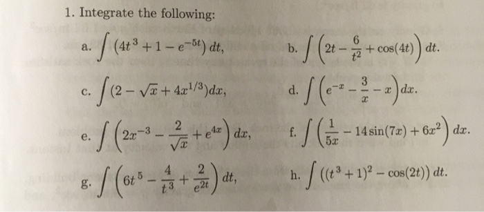 Solved Integrate The Following Integral 4t 3 1