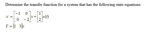 Solved Determine the transfer function for a system that has | Chegg.com