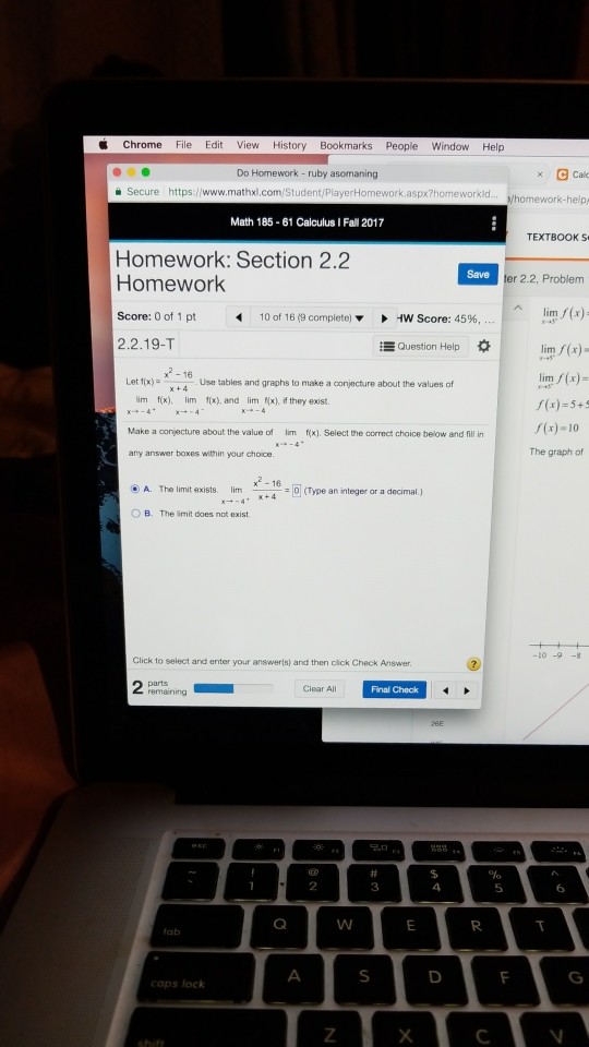 Solved Let f(x) = x^2 16/x + 4 Use tables and graphs to