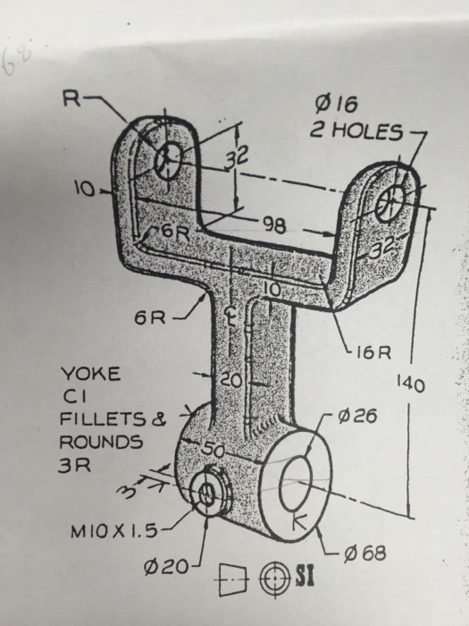 Solved 6 R YOKE FILLETS & ROUNDS 3 R MIO X 1.5 D20 20 16 2 | Chegg.com