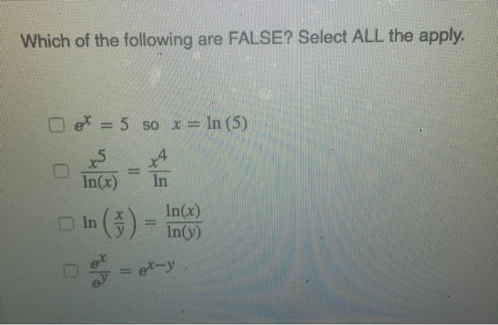 Solved Which Of The Following Are FALSE? Select ALL The | Chegg.com