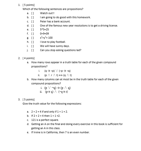 Solved Which of the following sentences are propositions? | Chegg.com