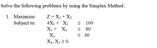 Solved Solve the following problems by using the Simplex | Chegg.com