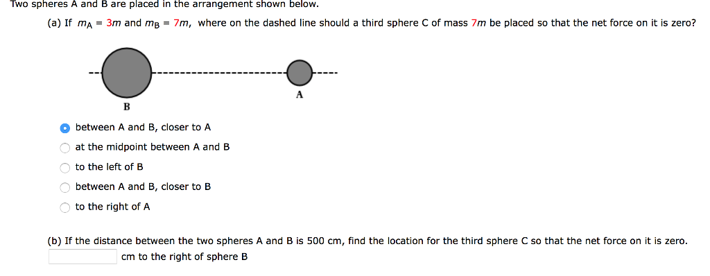 Solved Two Spheres A And B Are Placed In The Arrangement | Chegg.com