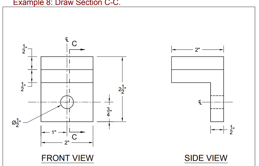 Solved Example 8: Draw Section C-C 1.M 2 2" 2 2 4 1 2 1" | Chegg.com