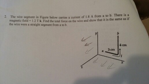 Solved The wire segment in Figure below carries a current of | Chegg.com