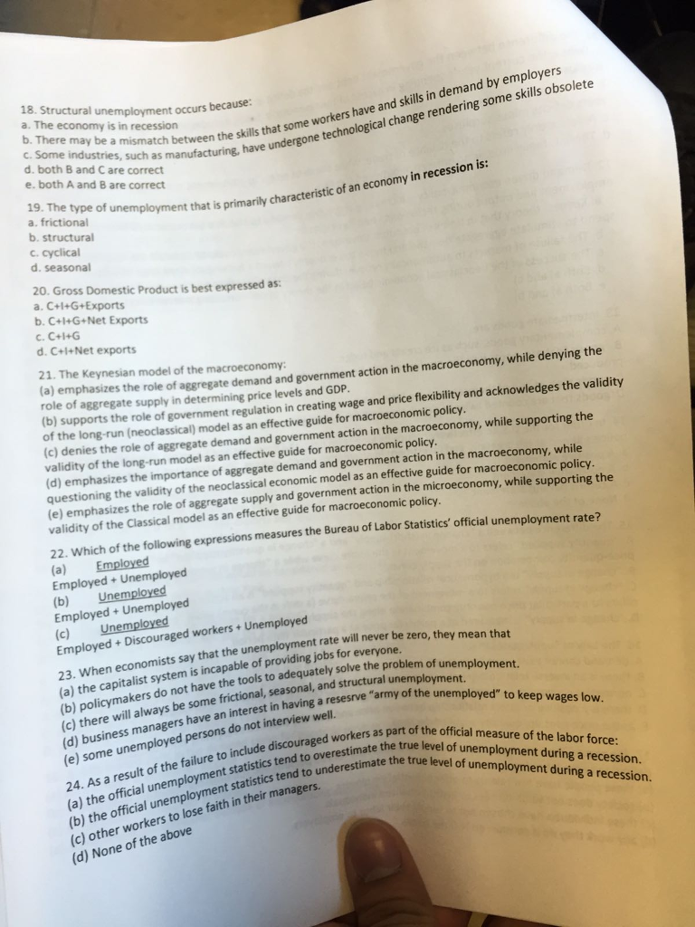 Solved Structural unemployment occurs because The economy