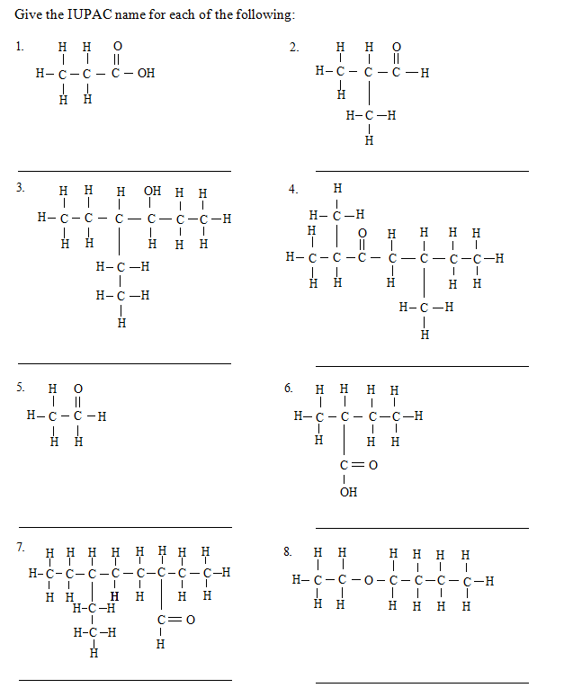 Solved Give the IUPAC name for each of the following H H O | Chegg.com