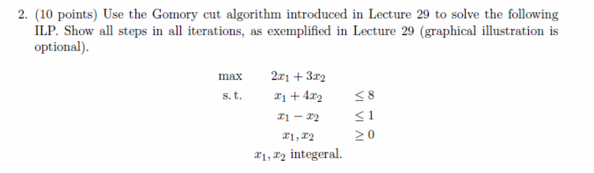 Solved Use The Gomory Cut Algorithm Introduced In Lecture 29 | Chegg.com