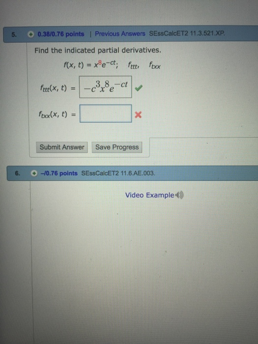 Solved Find The Indicated Partial Derivatives F X T X 8