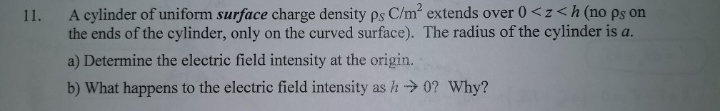 Solved A cylinder of uniform surface charge density ps C/m2 | Chegg.com