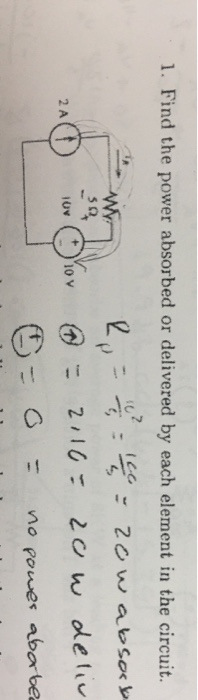Solved Find The Power Absorbed Or Delivered By Each Element | Chegg.com
