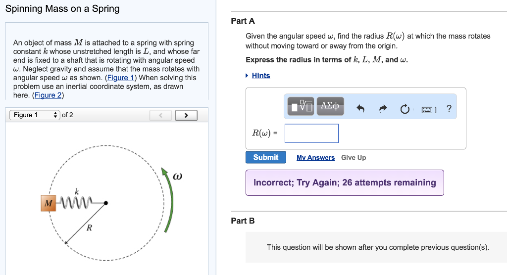 Solved An object of mass M is attached to a spring with | Chegg.com