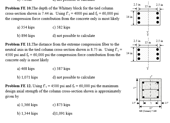 15 in2.5 in Problem FE 10.The depth of the Whitney | Chegg.com