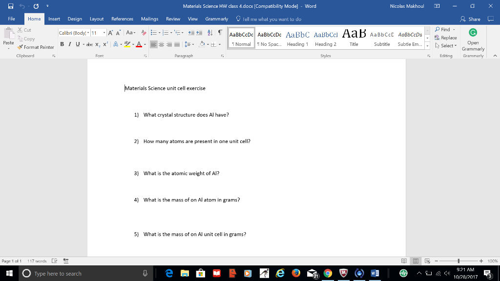 Solved Materials Science HW class 4.docx [Compatibility | Chegg.com