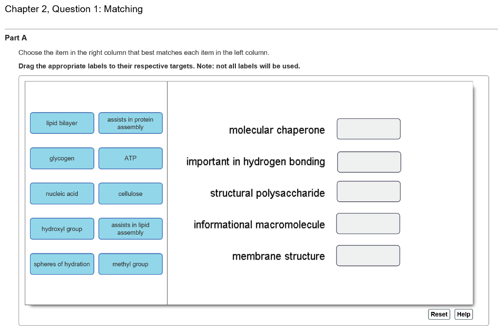 Solved Chapter 2, Question 1 Matching Part A Choose the