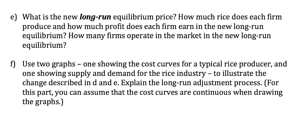 Solved Question 1 The market for rice is perfectly | Chegg.com