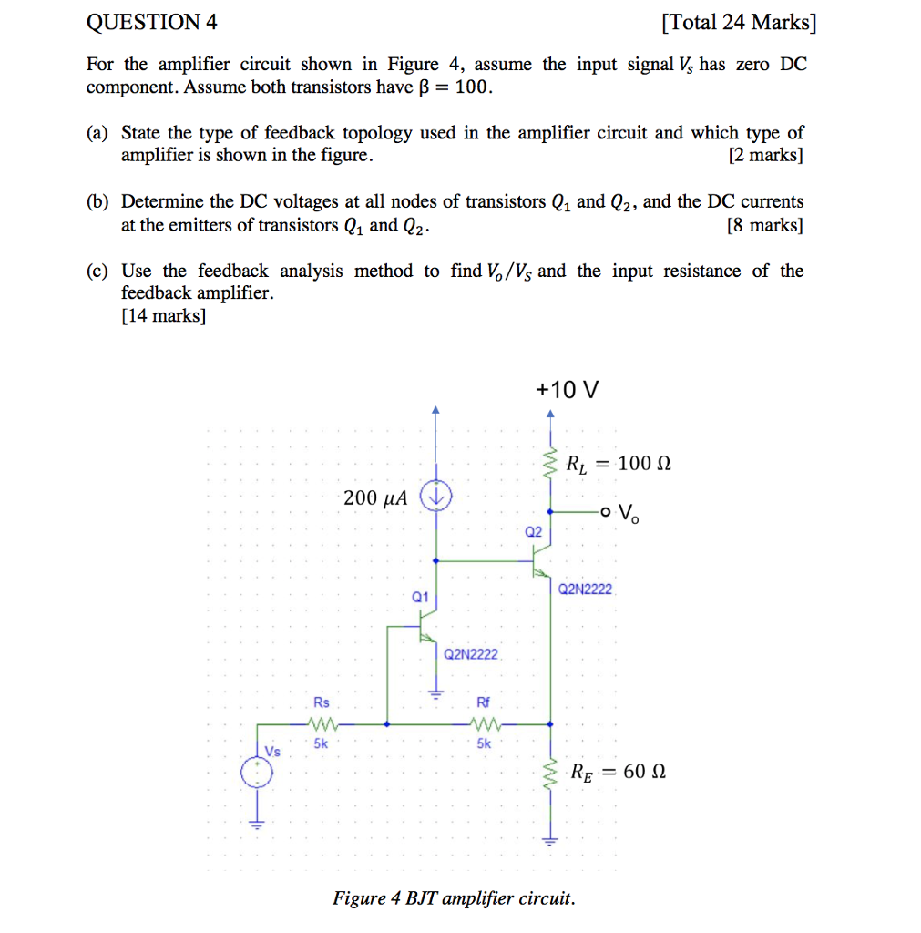 Solved QUESTION 4 [Total 24 Marks] For the amplifier circuit | Chegg.com