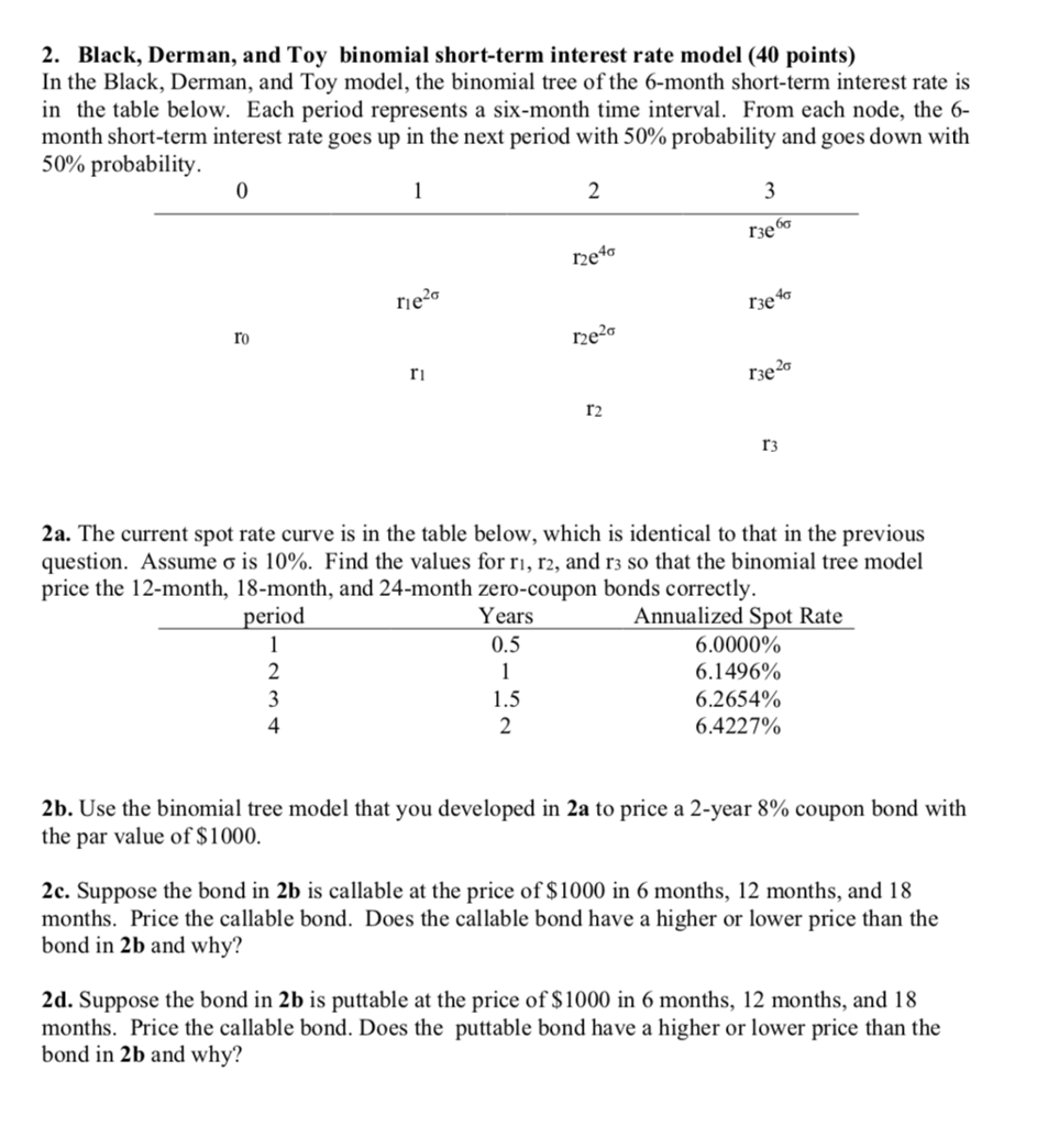 2. Black, Derman, and Toy binomial shortterm