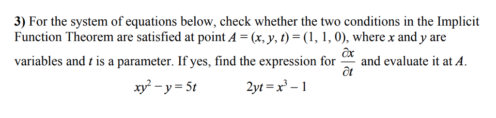 Solved 3) For the system of equations below, check whether | Chegg.com
