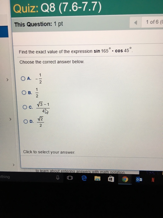 Solved Find the exact value of the expression sin 165 degree | Chegg.com