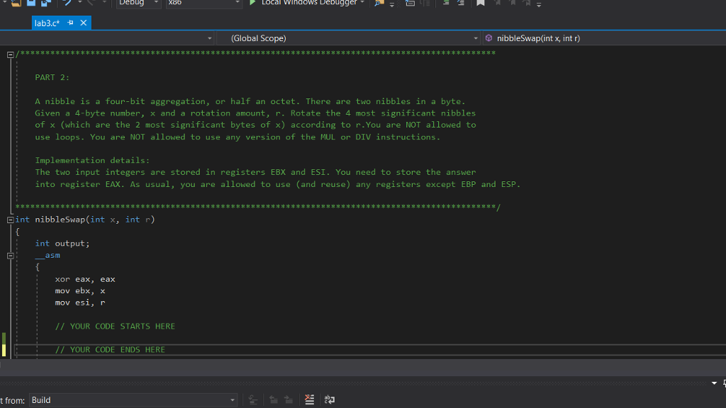 Solved Local Windows Debugger (Global Scope) nibbleSwap(int