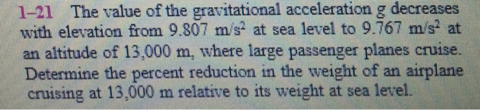 what is the value of gravitational acceleration g at sea level