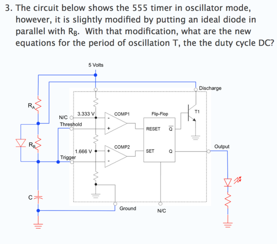 Solved 3. The circuit below shows the 555 timer in | Chegg.com