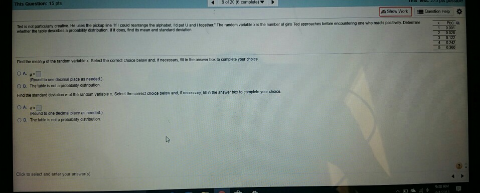 Solved This Question: 15 pts 9of 20 (6 complete) 2Show Work] | Chegg.com