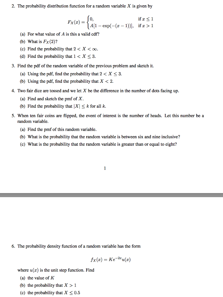 Solved 2. The Probability Distribution Function For A Random | Chegg.com