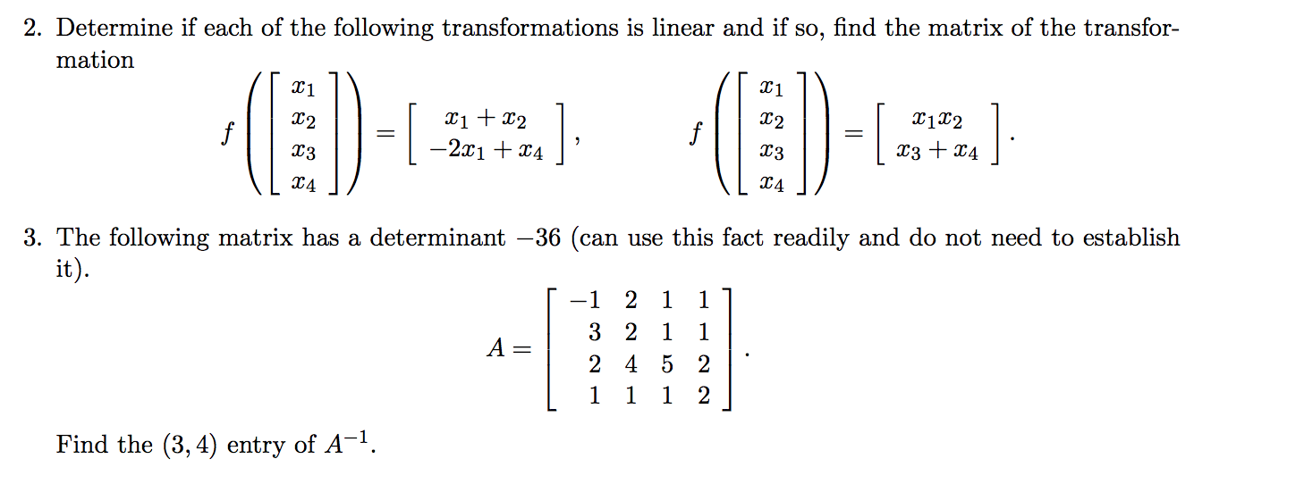 Solved 2. Determine if each of the following transformations | Chegg.com