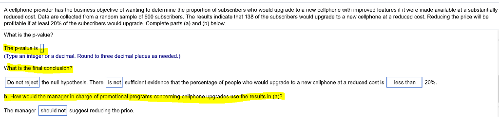 Solved A cellphone provider has the business objective of | Chegg.com