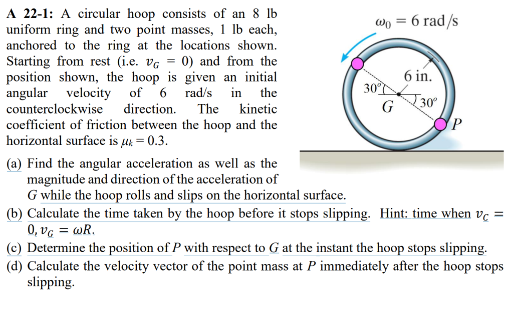 Solved A 22-1: A Circular Hoop Consists Of An 8 Lb Uniform | Chegg.com