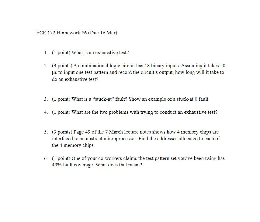 Solved What is an exhaustive test? A combinational logic