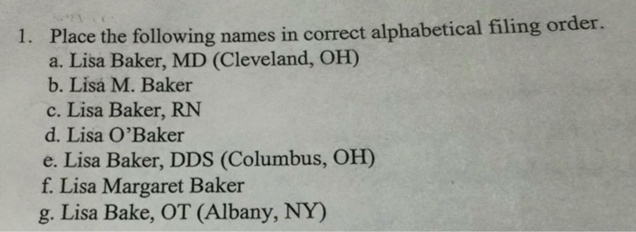 solved-place-the-following-names-in-correct-alphabetical-chegg