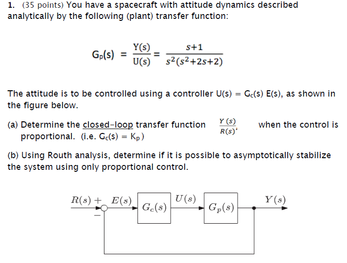 Solved 1. (35 points) You have a spacecraft with attitude | Chegg.com