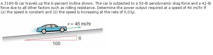 Solved A 3180-lb car travels up the 6-percent incline shown. | Chegg.com