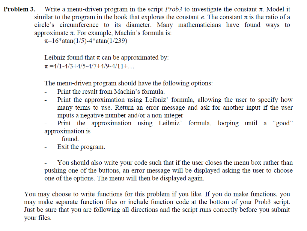 Problem 3. Write a menu-driven program in the script | Chegg.com